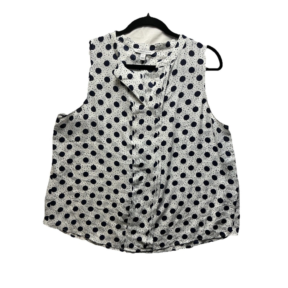 41 Hawthorn Women's Blouse Navy Blue And White Polka Dot Size XL